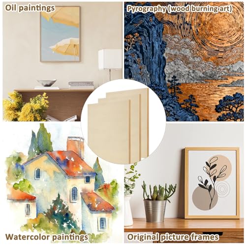 8 Pack Wood Canvas 11 x 14 inch Unfinished Wooden Panels Board Cradled Wood Panels for Painting, Arts, Pouring Use with Oils, Acrylics
