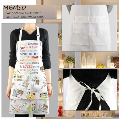 MBMSO Painting Artist Apron with Pockets Artist Painter Gifts Art Lover Gift for Art Teacher Student Painter Apron Waterproof - color: Braver Art Apron