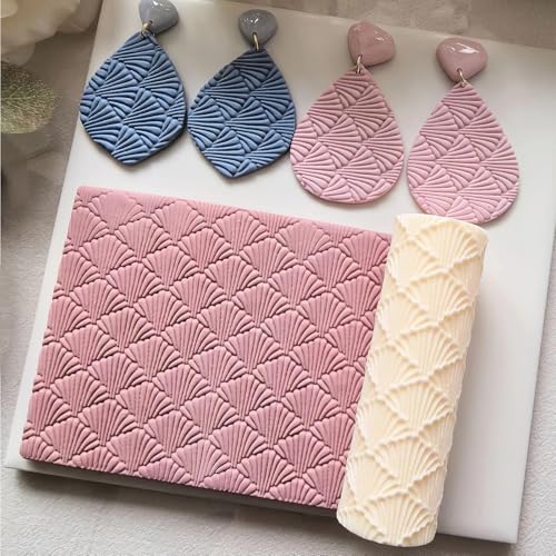 Polymer Clay Texture Roller Work with Polymer Clay Cutters for DIY Earrings Jewelry Making Craft Supplies (GZ032)