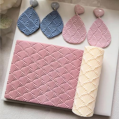 Polymer Clay Texture Roller Work with Polymer Clay Cutters for DIY Earrings Jewelry Making Craft Supplies (GZ032)