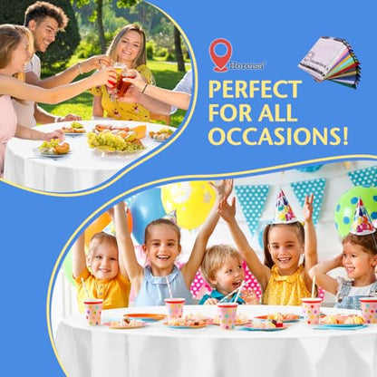 8-Pack White Disposable Plastic Tablecloths Round 84 Inch Diameter - Heavy Duty Waterproof Party Table Covers for Weddings, Banquets & Events - color: Fa2 - White, size: 8 PACK | Round | 84 Inch