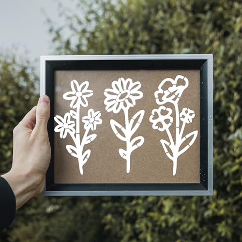 50 Pcs Small Flower Stencils for Painting on Wood,6 "Reusable Floral and Leaf Stencils for Wall Paper,Scrapbooking,Canvas Fabric,Card Making,Pottery,Plastic Boxes - color: Small Flower(50Pcs)