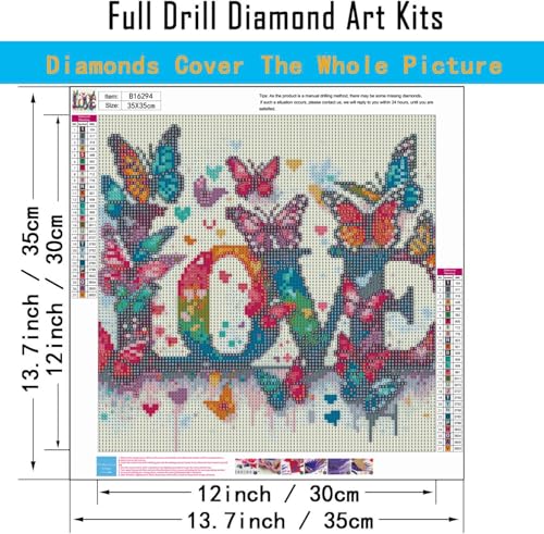 DYAIANGMU Love Diamond Art Kits for Adults 13.7x13.7in | 5D Butterfly Diamond Art Painting Kit for Adult Beginners, DIY Full Round Drill Gem Art Diamond Dots Kits for Home Wall Decor - color: blue-14