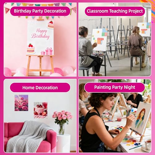12Pack Stretched Canvas for Painting, 9x12 & 12x16 (6 Each), 5/8" Profile Thick Wood Frame,100% Cotton, Acid-Free, 12 oz Primed Canvas for Acrylic & Oil Paint, Ideal for Stress Relief & Home Décor - size: 12pk-9x12/12x16 inch