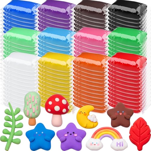 VioraWhite 144 Pcs Air Dry Clay Bulk 76 oz Mardi Gras Soft DIY Modeling Clay Kit Magic Foam Crafts for Sculpting Kids Gifts Party School Supplies for Crafts Artistic Project(Vivid Color) - color: Vivid Color