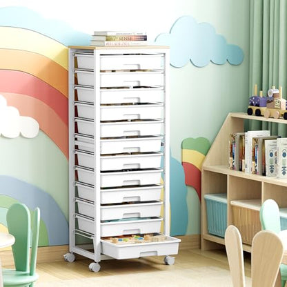 SYKIARIOL Rolling Cart with 12 Drawers,White - color: White, size: 12 Drawers
