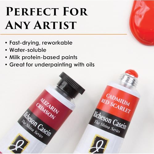 Jack Richeson & Co, Shiva Series Casein Paint Set – Portrait Set / 9 Colors, High Chroma