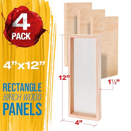 U.S. Art Supply 4" x 12" Unfinished Cradled Wood Panels for Painting - size: 4" x 12"