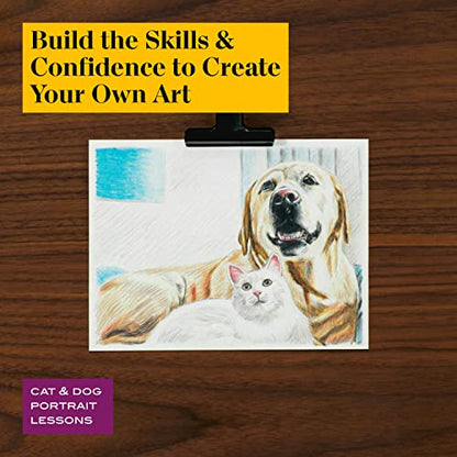 Prismacolor Technique, Art Supplies and Digital Art Lessons, Animal Drawings Set, Level 3, Includes Artist Roll Case, Dog, Cat & Pet Lesson, 28 Count - style: Animal Level 3