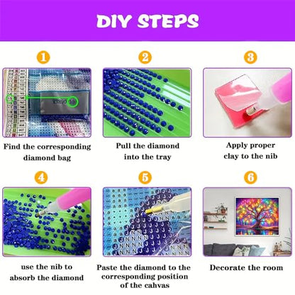 DIYCYCY Tree of Life Diamond Painting Kits for Adults Beginners 13.8x13.8in | Full Drill Diamond Art Kits,Round 5D DIY Diamond Dots Paintings, Diamonds Pictures Gem Art and Crafts Home Wall Decor