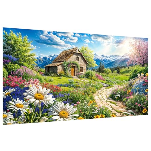 YOYA Large Diamond Art Kits for Adults, Landscape, 27.5 x 15.7 Inch - color: Flowers House 031