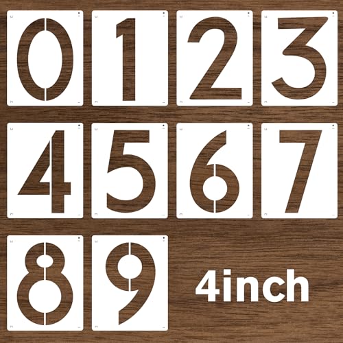 10PCS Number Stencils,4 Inch Plastic Number Stencils Paint Templates - size: 4 Inch