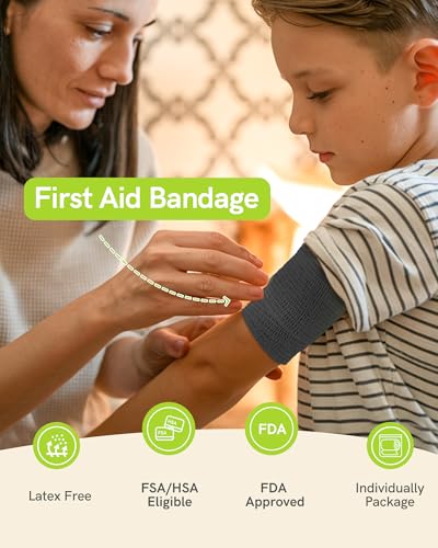 FriCARE Self Adhesive Bandage Wrap, Medical Tape in First Aid Kit, Black | Elastic Cohesive Bandages for Sports/Vet/Wrist Ankle Wounds, 2 Inches X 5 Yards, Latex-free 6 Rolls - color: Black