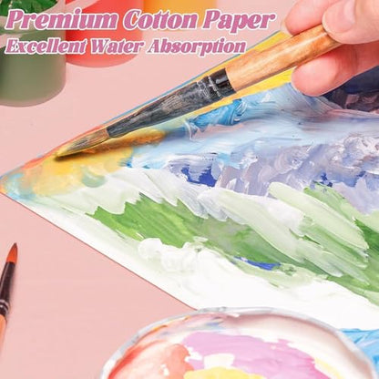 120 Sheets Watercolor Paper Bulk,140 lb/300 GSM Cold Press Thick Water Color Paper Pad,Artist Painting Drawing Paper, Art Supplies for Kids Students Artists