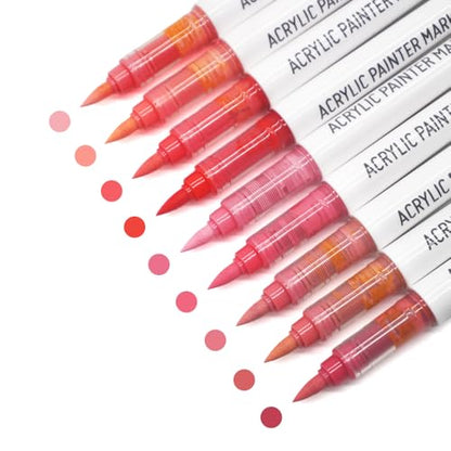 Water Based Acrylic Paint Markers, 9 Colors Paint Pen Set - color: Lip Gloss Red Series