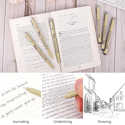 Muchcute 05 Fine Point Writing Pens: 6 Black 0.45mm Smooth No Bleed Bible - color: 6 Fine Point 05(0.45mm)