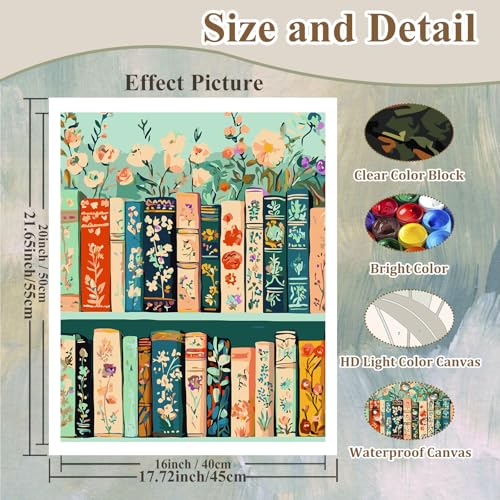Paint by Numbers Kit for Adults Book, Paint by Number Kits for Adults 16x20 - color: Bookshelf (16x20 in)