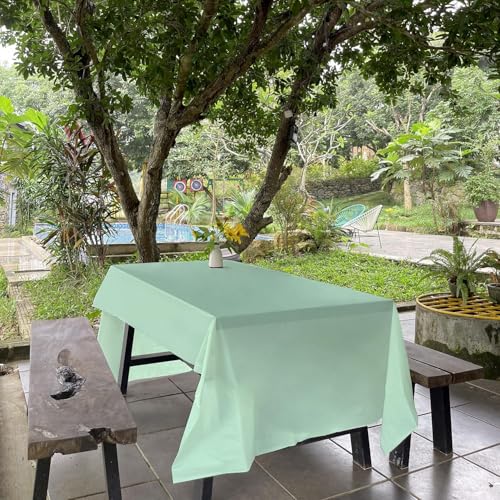 ANECO 100% Compostable Tablecloths for Rectangle Tables (54''x108'', 3 Count) - Green Disposable Rectangular Tablecloth - Anti-Plastic Table Cover for Outdoor, Party, Picnic, Wedding | Disposable, Rectangular, Anti-Plastic Table Cover, For Outdoor, Party,