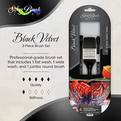 Silver Brush Limited Black Velvet Background Painting Watercolor Set, 3pc - color: Black,silver, size: 3 Pc