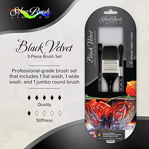 Silver Brush Limited Black Velvet Background Painting Watercolor Set, 3pc - color: Black,silver, size: 3 Pc