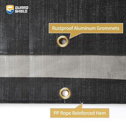 GUARD SHIELD Super Heavy Duty Black/Silver Ploy Tarp Cover 6x8 Feet Waterproof Tarps16mil Thick UV and Tear Resistant Tarpualin - color: Black/Silver, size: 6x8