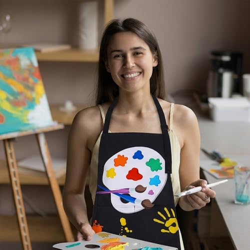 Painting Artist Apron with Pockets, Waterproof Painting Aprons for Adults, Adjustable Art Apron Bib Apron - color: Style 7