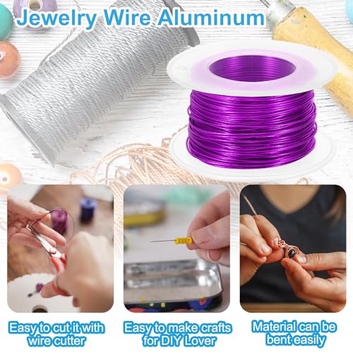 PATIKIL 20 Gauge 0.8mm Aluminum Craft Wire, 98.4Ft Metal Wire Armature Bendable Wire for Jewelry Making Metal Wrap DIY, Purple - color: Purple, size: 0.8 mm x 30 m
