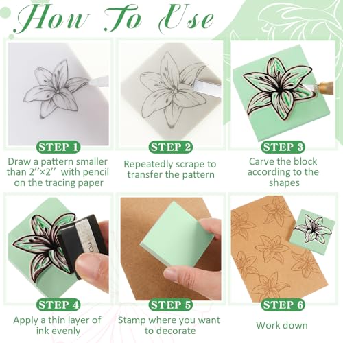 Frienda 24 Pcs 2" x 2" Rubber Carving Blocks Linoleum Blocks for Printmaking, Stamp Making, DIY Crafting, Scrapbook, Painting, Soft and Easy to Carve (Mint Green) | Easy to Carve, for Printmaking, Stamp Making, DIY Crafting, Scrapboo, Painting, Soft Linol