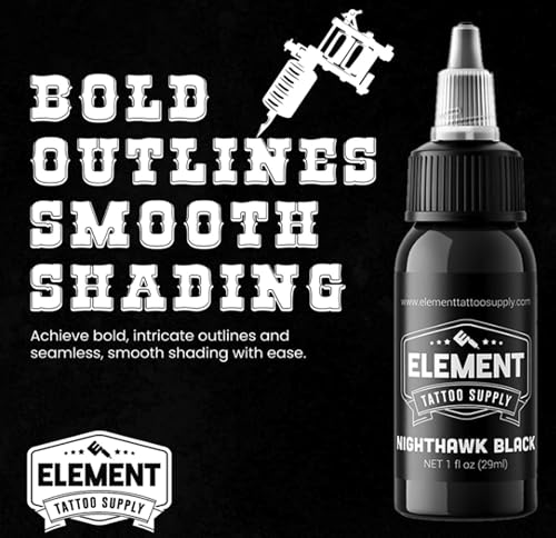 Element Tattoo Supply Nighthawk Black Tattoo Ink for Skin, 2oz - size: 2oz