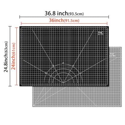 Large Self Healing Cutting Mat: 24" x 36" Double Sided 5-Ply Hobby Mat, A1 Rotary Cutting Sewing Mat for Crafts, Fabric,Sewing,Quilting,Scrapbooking,Projects,Grey/Black - color: Grey/Black, size: 36"L x 24"W