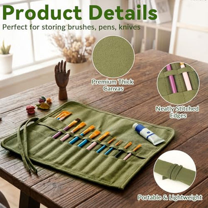 Paint Brush Holder with 22 Slots, 13” x 15” Paint Brush Storage Organizer