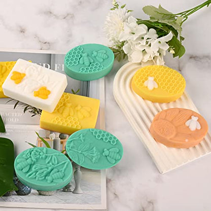 Sakolla 2 Pack 6 Cavity Bee Silicone Soap Molds Rectangle Oval Honeycomb Silicone Molds Loaf Handmade Molds for Soap Making Supplies DIY Wax Melts, Beeswax, Cake Chocolate Bakeware - color: Honeycomb/Purple & Blue