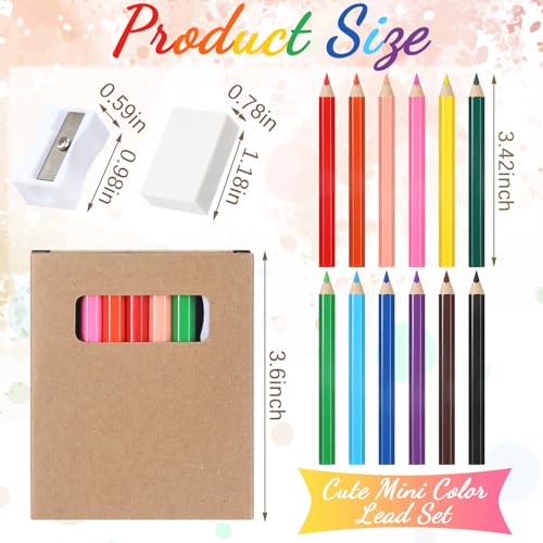288 Pcs / 24 Boxes Mini Colored Pencils Bulk for Kid 3.5 Inch