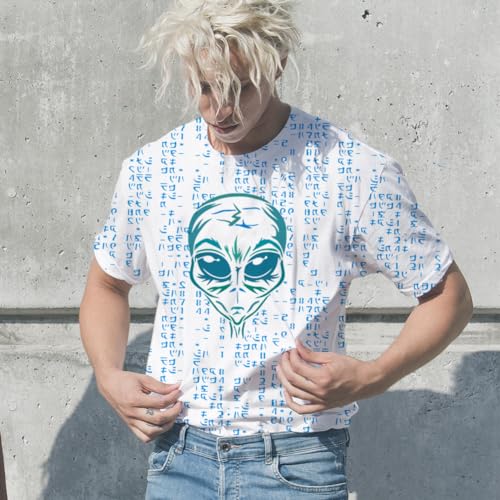 FINGERINSPIRE 2PCS Alien Stencil Set Reusable Alien Head & Alien Code Template for Painting on Wall, Wood, Canvas, Fabric Sci-Fi Theme DIY Art Stencils