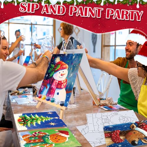 Tinlade 12 Pcs Pre Drawn Canvas for Painting Stretched,Christmas Style - size: Christmas Style