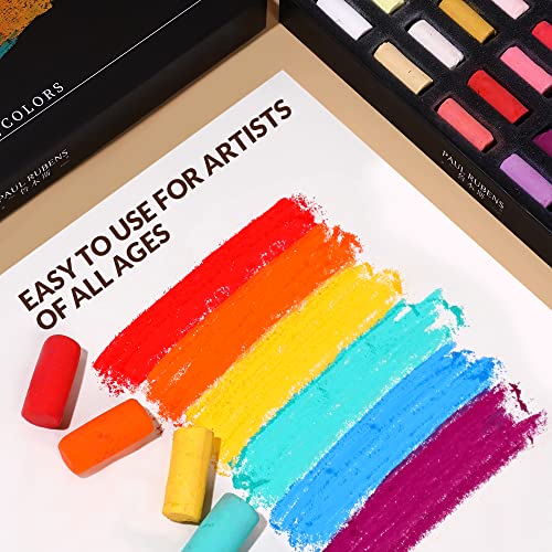 Paul Rubens Professional Soft Pastels, Handmade 72 Vibrant Colors Chalk Pastels Smooth and High Adhesion for Painting, Drawing, Blending, Crafting, Ideal Art Supplies for Artists, Beginners | Vibrant, Smooth & High Adhesion Soft Pastels for Artists. Great