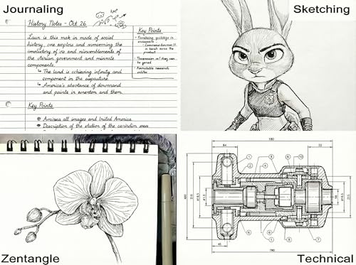 EBOT Micro Fineliner Drawing Art Pens,12 Black Fine Liner Waterproof Art Line Professional Drawing Watercolour Marker Sketching Illustration Manga Calligraphy Sketch Zentangle Outline