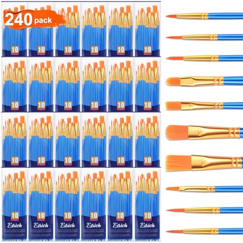 ESRICH 240PCS Paint Brushes, Paint Brush for Acrylic Painting - color: Blue, size: 240