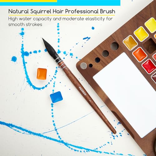 MEEDEN Watercolor Paint Set - Luxury 27 Color Collection with Black Walnut Case, Natural Squirrel Hair Brushes & Artist Grade Paints, Perfect Travel Watercolor Kit for Artists & Beginners.