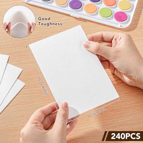 240 Sheets Watercolor Paper 4 x 6 Inch, 110 Lb/230 GSM, Cold Press | White Paper, Good Water Absorption, Resists Pilling and Warping, for Cards, Painting, Kids, Students, Beginners - size: 4x6 Inch