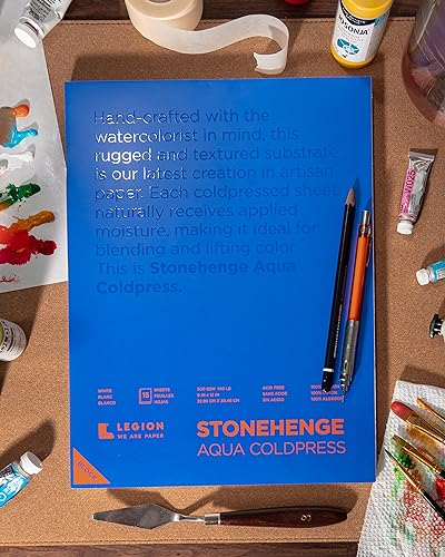 Stonehenge Aqua White Medium Weight Block, 140lb, Coldpress, 15 Sheets for Wet and Dry Media (18X24) - size: 18 x 24 inches