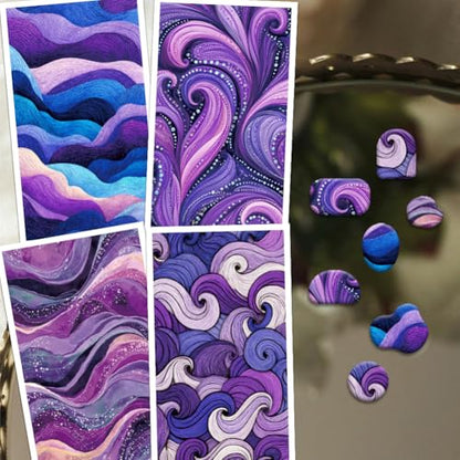 OLYCRAFT 24Pcs Mauve Waves Clay Transfer Paper 4 Styles Transfer Paper for Polymer Abstract Waves Polymer Clay Transfers Sheets Wavy Lines Transfers Papers for Clays Earrings Jewelry Making - style: Mauve Waves