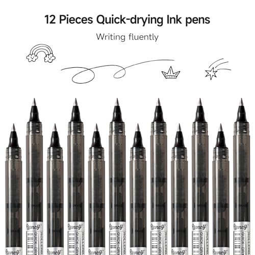 Black Fine Point Gel Pens 24Pcs 0.5mm Gel Ballpoint Pens Black Liquid Ink Pens No Smear No Bleed, Smooth Writing Pen for Journaling Note Taking Drawing Sketching Coloring Office School Supplies - color: 24 Black
