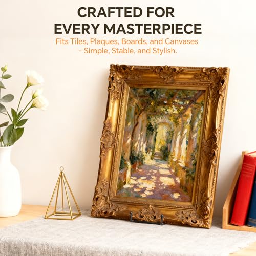 Artliving Metal Plate Stands for Display - 10-Inch Tabletop Holder for Large Decorative Platters, Frames, Plaques, Paintings - Black Iron Display Easels - 2 Pack - size: 10“（2 pack）