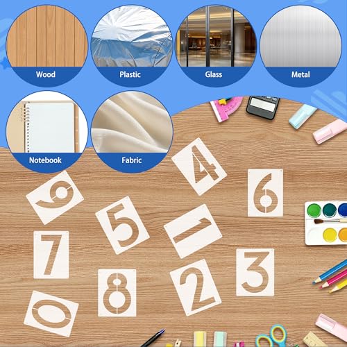 10PCS Number Stencils,3 Inch Plastic Number Stencils Paint Templates - size: 3 Inch