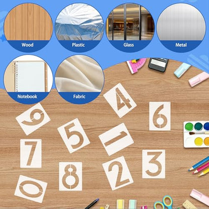 10PCS Number Stencils,3 Inch Plastic Number Stencils Paint Templates - size: 3 Inch