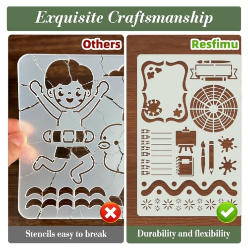 Diary Planning Stencils for Crafts Reusable 15Pcs Stencils(7.8X5.1 Inch) - color: Diary 1