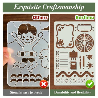 Diary Planning Stencils for Crafts Reusable 15Pcs Stencils(7.8X5.1 Inch) - color: Diary 1