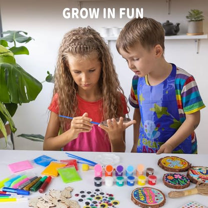 EPUMP Wood Painting Kit for Girls 8-12: Glow in The Dark Wood Arts and Crafts Supplies Kit for Kids 6-8 - Creative Paint Drawing Toys Easter Gifts for 6 7 8 9 10 11 12 Year Old - color: Wooden Painting Kit - HighEnd