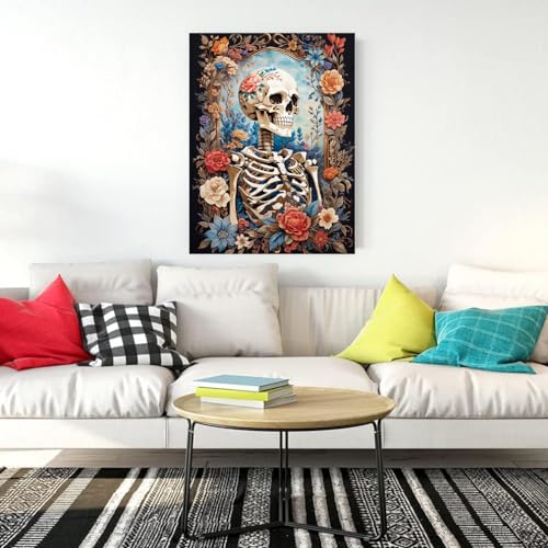 Diamond Art Kits for Adults Skull Flower Diamond Painting Kit 12x16in - color: Skull-C-Round Drill, size: 11.8x15.7in(30x40cm)